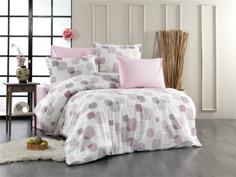 Σεντόνια Εμπριμέ Σετ 3 τεμ Μελίνα 709 160X240 White-Lilac 100% Cotton 5175648
