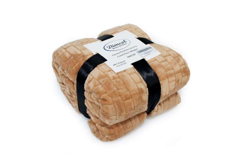 Κουβέρτα Coral Fleece Jacquard Brick 02 160X220 Beige 100% Polyester 4233643