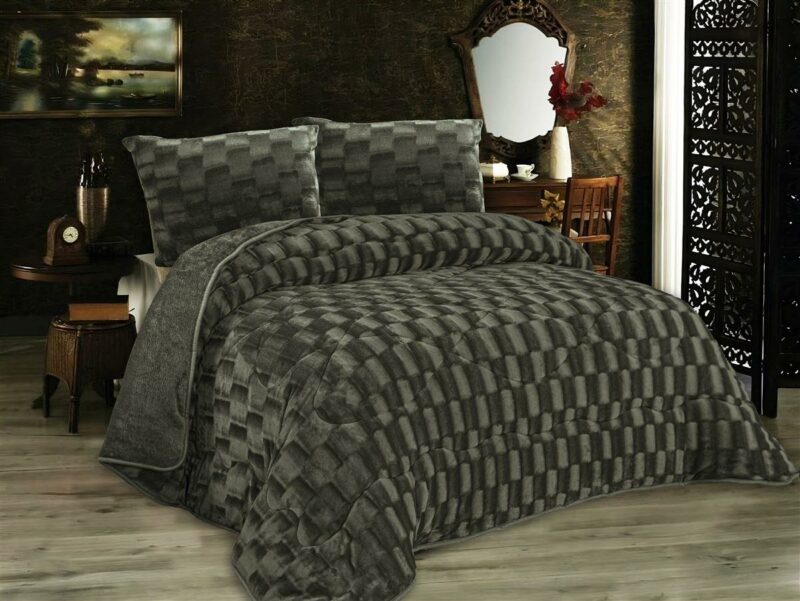 Κουβερτοπάπλωμα με εφέ Fleece 750 gsm 1940 Olive 160X220 100% Polyester 4227956