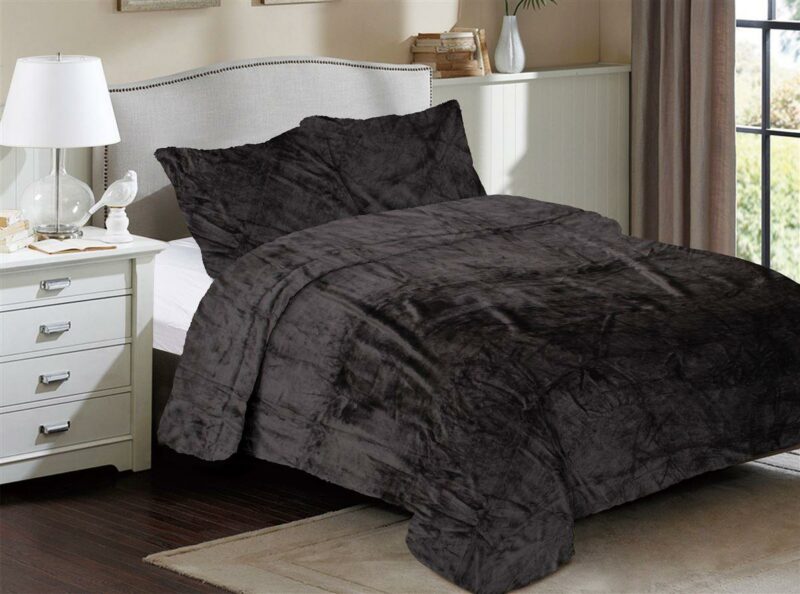 Κουβέρτα Coral Fleece Solid 08 220X240 Grey-Black 100% Polyester 4233685