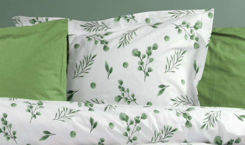 Μαξιλαροθήκη Εμπριμέ Μυρτώ 351 50X70 Green 100% Cotton Flannel 4574349