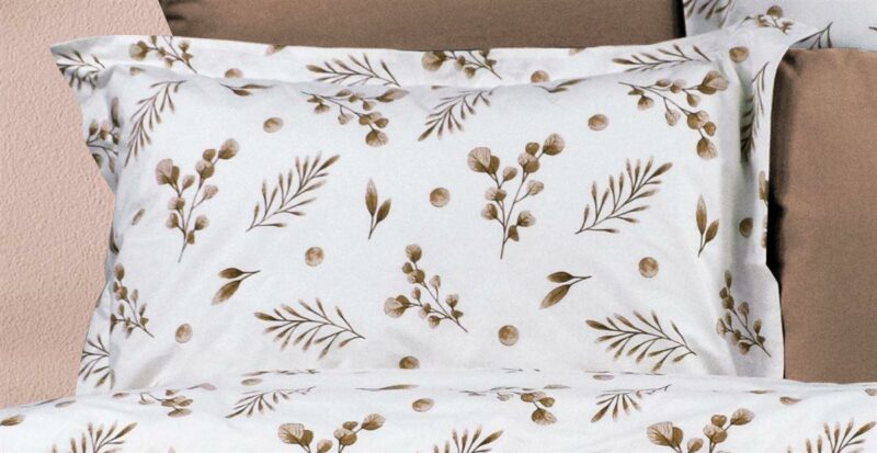 Μαξιλαροθήκη Εμπριμέ Μυρτώ 352 50X70 Beige 100% Cotton Flannel 4574351