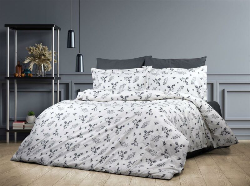 Παπλωματοθήκη Εμπριμέ Μυρτώ 350 220X240 Grey 100% Cotton Flannel 4574371