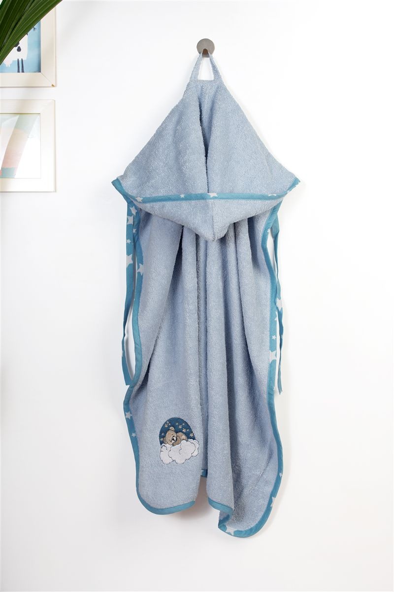 Κάπα Με Κέντημα bebe Cloudy Bear 175 75×85 Sky Blue 100% Cotton 4933894