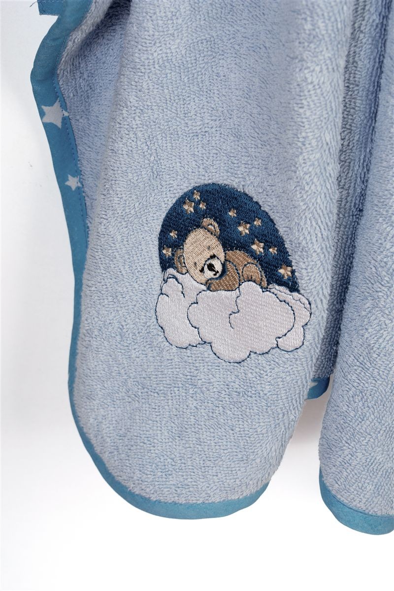 Κάπα Με Κέντημα bebe Cloudy Bear 175 75×85 Sky Blue 100% Cotton 4933895