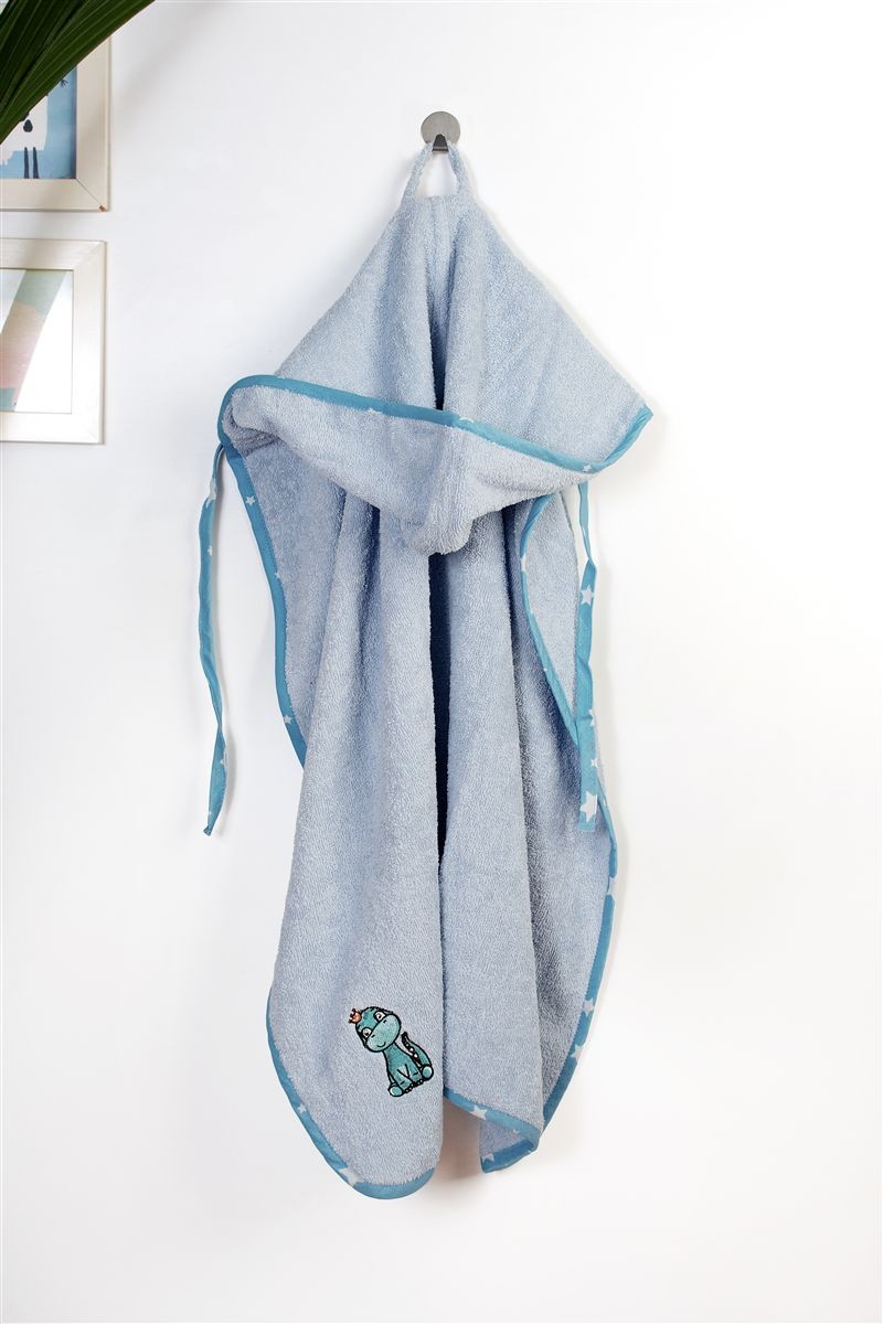 Κάπα Με Κέντημα bebe Dinosaur 179 75X85 Sky Blue 100% Cotton 4933903