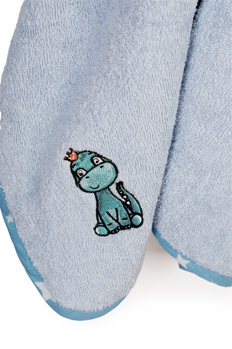 Κάπα Με Κέντημα bebe Dinosaur 179 75X85 Sky Blue 100% Cotton 4933904