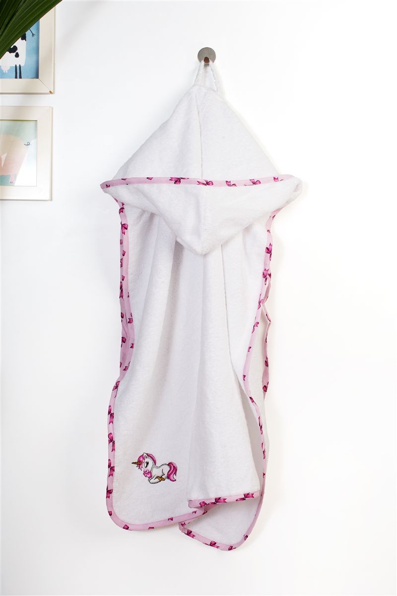 Κάπα Με Κέντημα bebe Unicorn 188 75X85 White-Pink 100% Cotton 4933915
