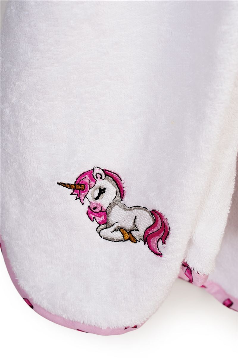 Κάπα Με Κέντημα bebe Unicorn 188 75X85 White-Pink 100% Cotton 4933916