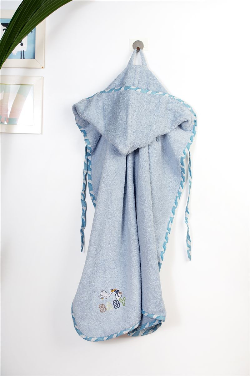 Κάπα Με Κέντημα bebe Stork 191 75X85 Sky Blue 100% Cotton 4933921