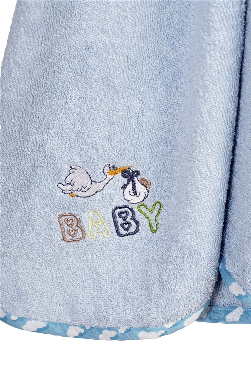 Κάπα Με Κέντημα bebe Stork 191 75X85 Sky Blue 100% Cotton 4933922