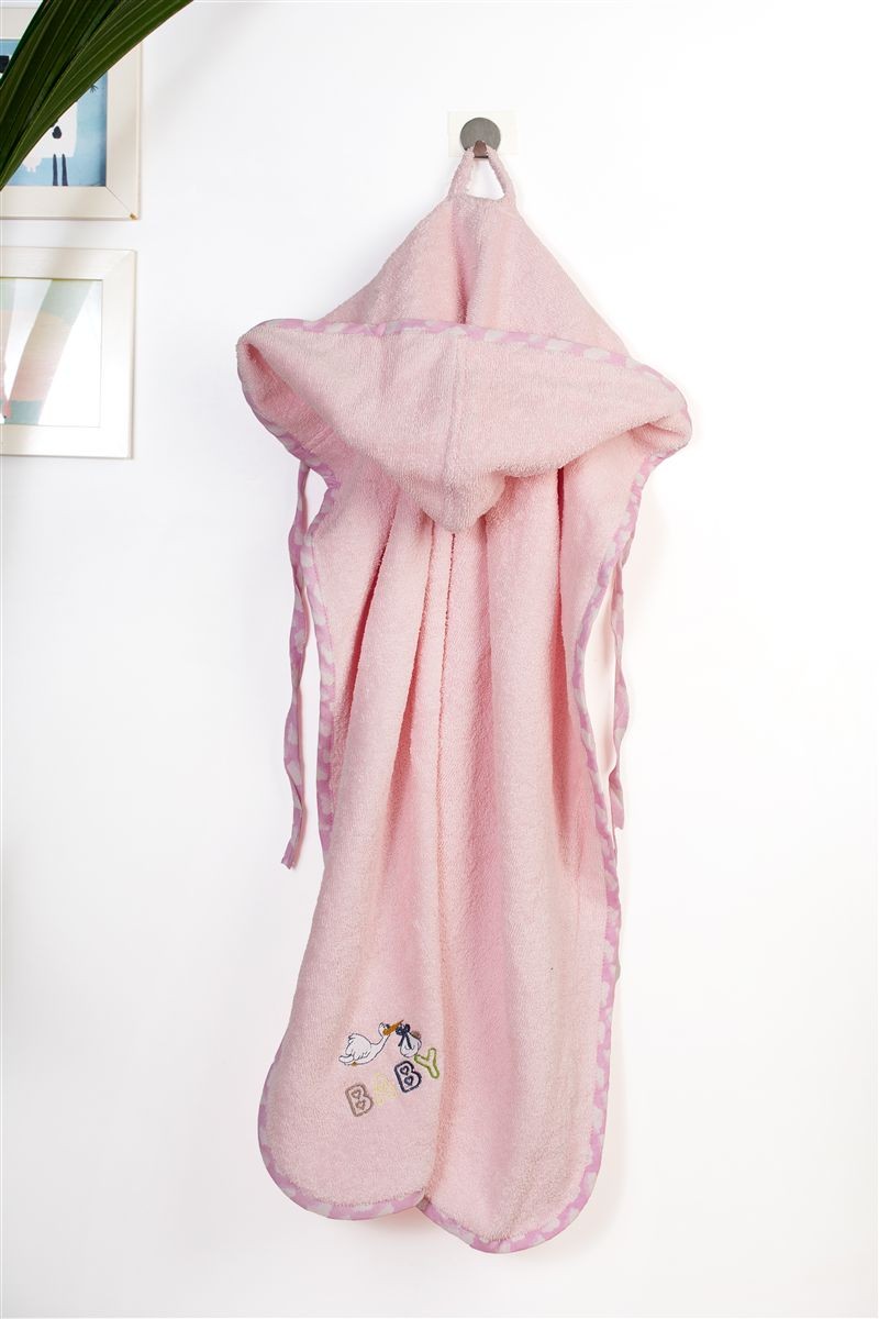 Κάπα Με Κέντημα bebe Stork 192 75X85 Pink 100% Cotton 4933924
