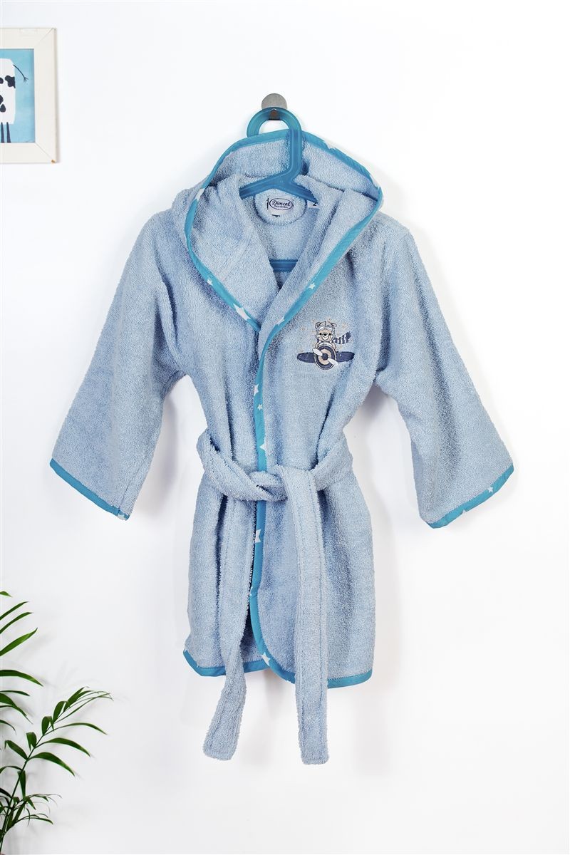 Μπουρνούζι Με Κέντημα kids Aviator 183 Size: 02 Sky Blue 100% Cotton 4933963