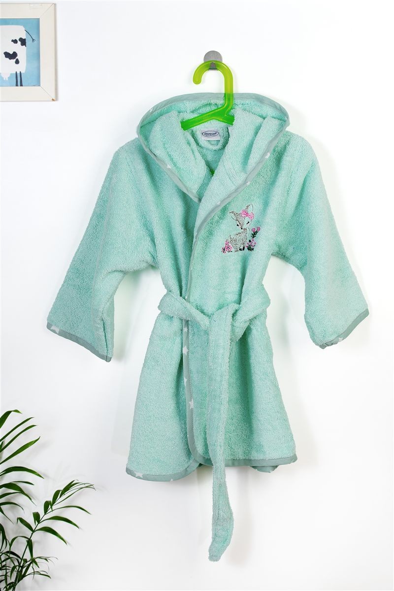 Μπουρνούζι Με Κέντημα kids Deer 199 Size: 04 Mint 100% Cotton 4934029