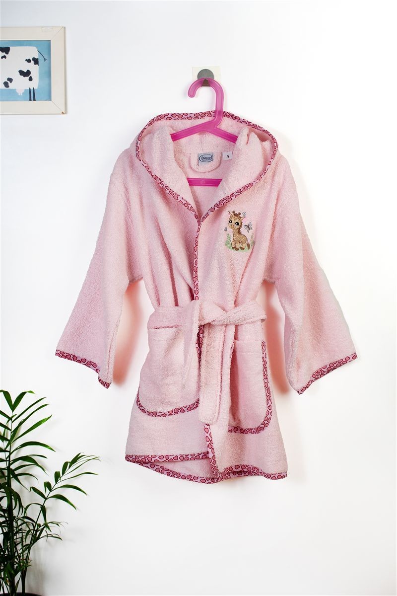 Μπουρνούζι Με Κέντημα kids Giraffe 171 Size: 02 Pink 100% Cotton 4933933