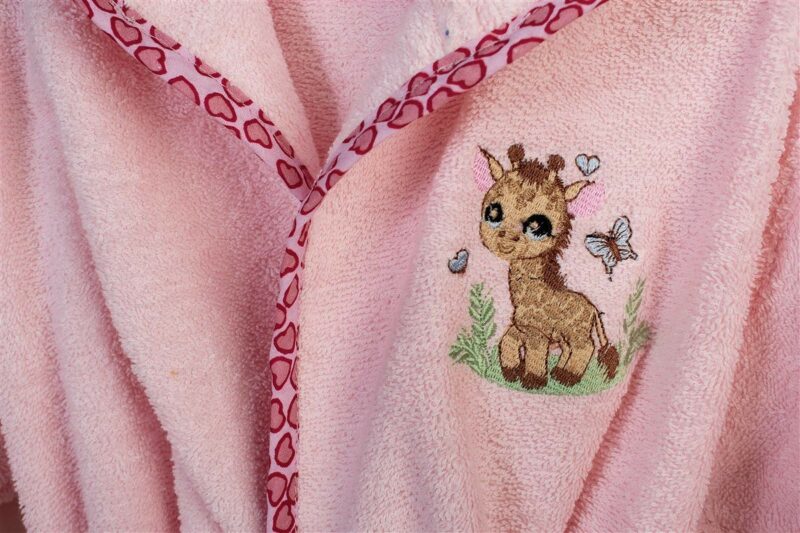 Μπουρνούζι Με Κέντημα kids Giraffe 171 Size: 02 Pink 100% Cotton 4933934