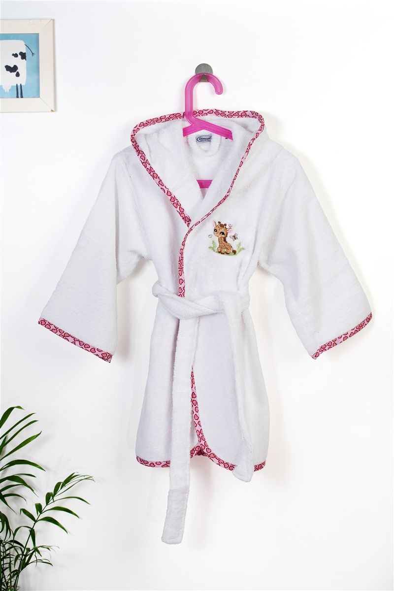 Μπουρνούζι Με Κέντημα kids Giraffe 172 Size: 02 White-Pink 100% Cotton 4933936
