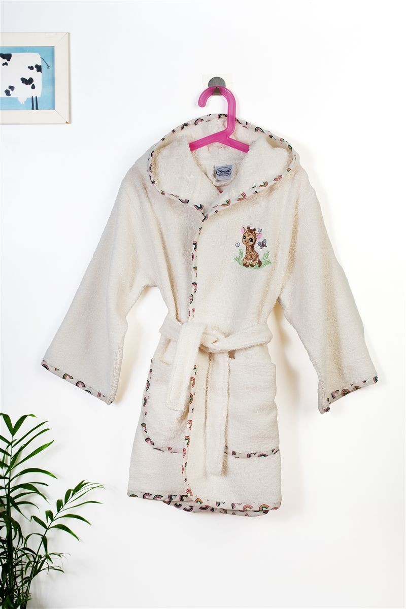 Μπουρνούζι Με Κέντημα kids Giraffe 173 Size: 02 Ecru-Multi 100% Cotton 4933939