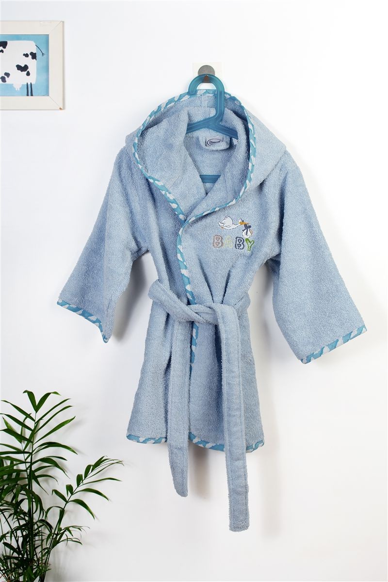 Μπουρνούζι Με Κέντημα kids Stork 191 Size: 04 Sky Blue 100% Cotton 4934005