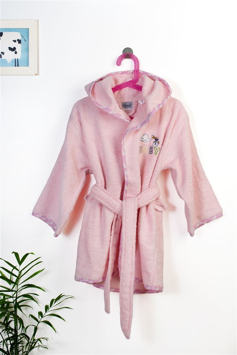 Μπουρνούζι Με Κέντημα kids Stork 192 Size: 04 Pink 100% Cotton 4934008