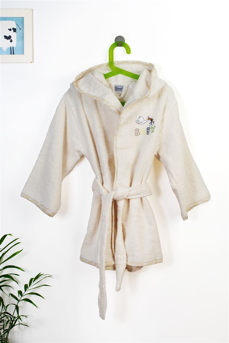 Μπουρνούζι Με Κέντημα kids Stork 194 Size: 02 Ecru-Yellow 100% Cotton 4933772