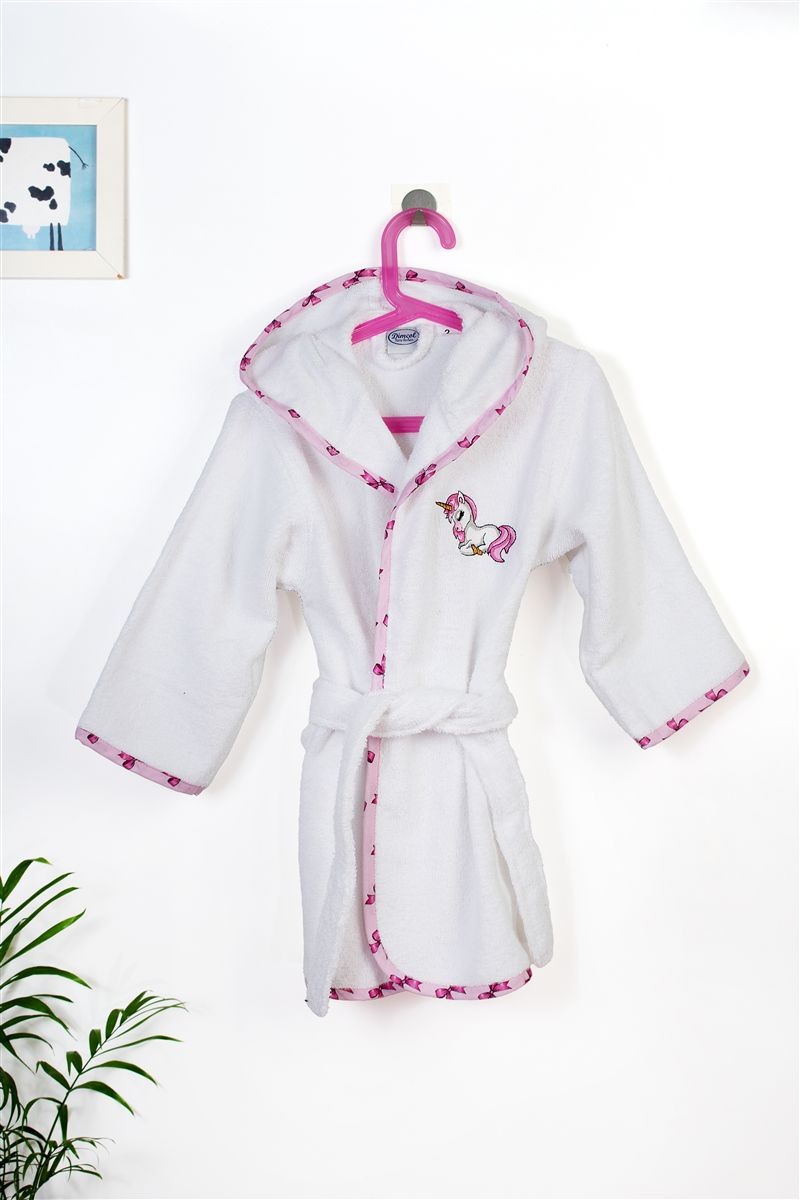 Μπουρνούζι Με Κέντημα kids Unicorn 188 Size: 04 White-Pink 100% Cotton 4933999