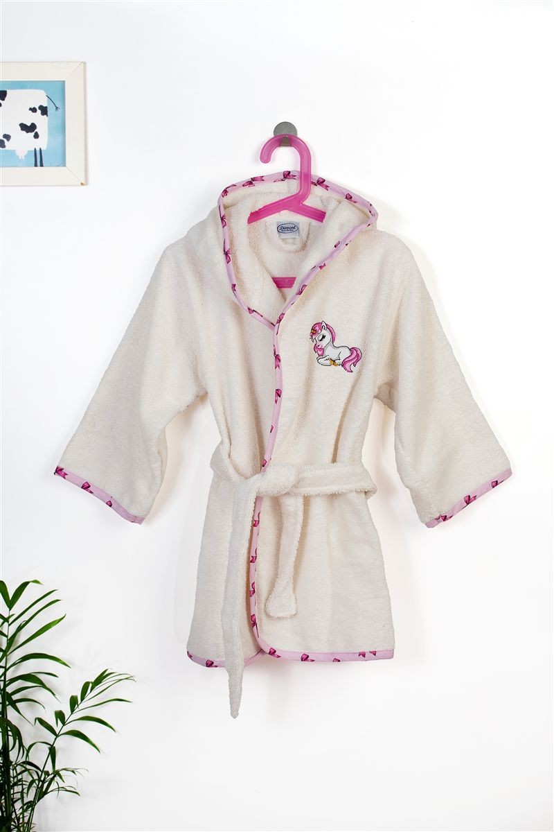 Μπουρνούζι Με Κέντημα kids Unicorn 189 Size: 04 Ecru-Pink 100% Cotton 4934002