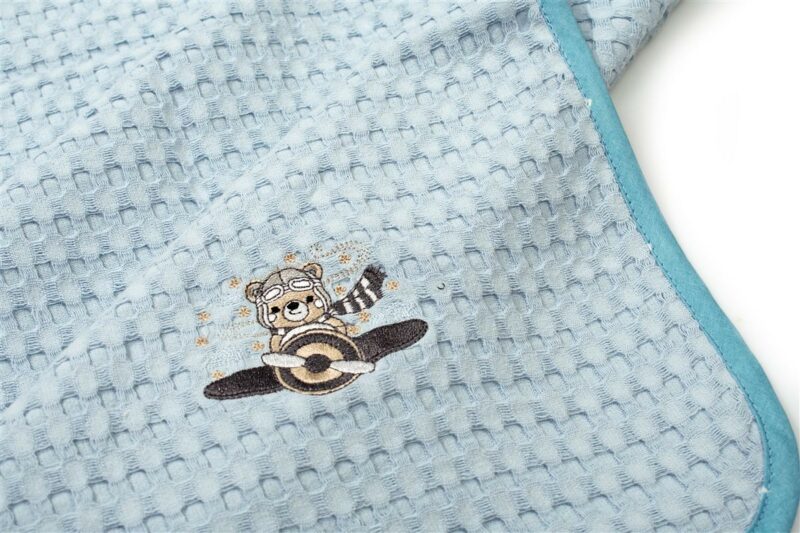 Κουβέρτα Πικέ Με Κέντημα bebe Aviator 183 80X110 Sky Blue 100% Cotton 5177182