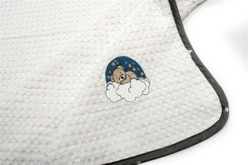 Κουβέρτα Πικέ Με Κέντημα bebe Cloudy Bear 176 100X160 White-Grey 100% Cotton 5102271