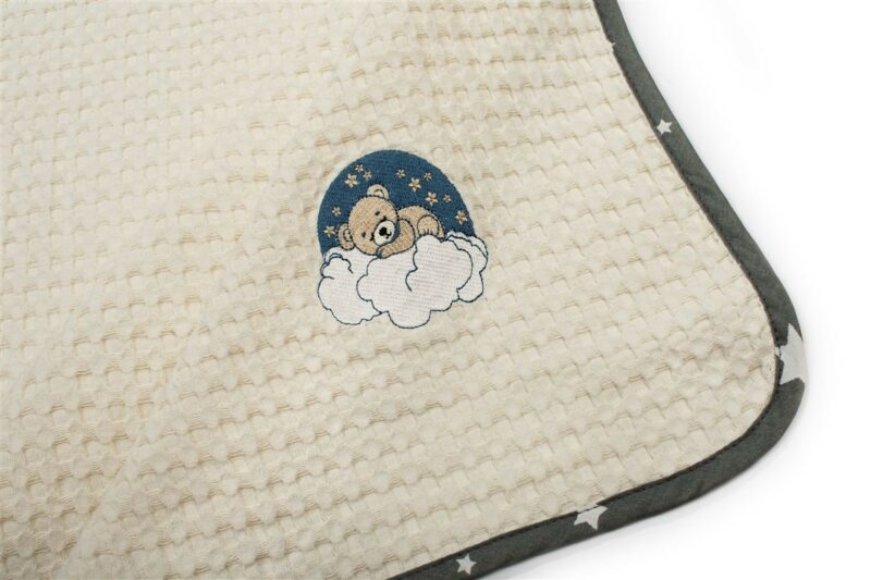 Κουβέρτα Πικέ Με Κέντημα bebe Cloudy Bear 177 100X160 Ecru-Grey 100% Cotton 5102274