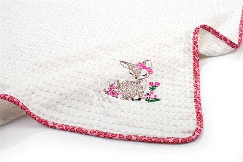 Κουβέρτα Πικέ Με Κέντημα bebe Deer 197 100X160 White-Pink 100% Cotton 5177269