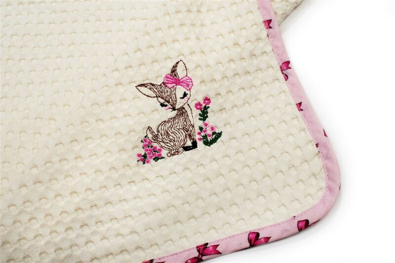 Κουβέρτα Πικέ Με Κέντημα bebe Deer 198 80X110 Ecru-Pink 100% Cotton 5177242