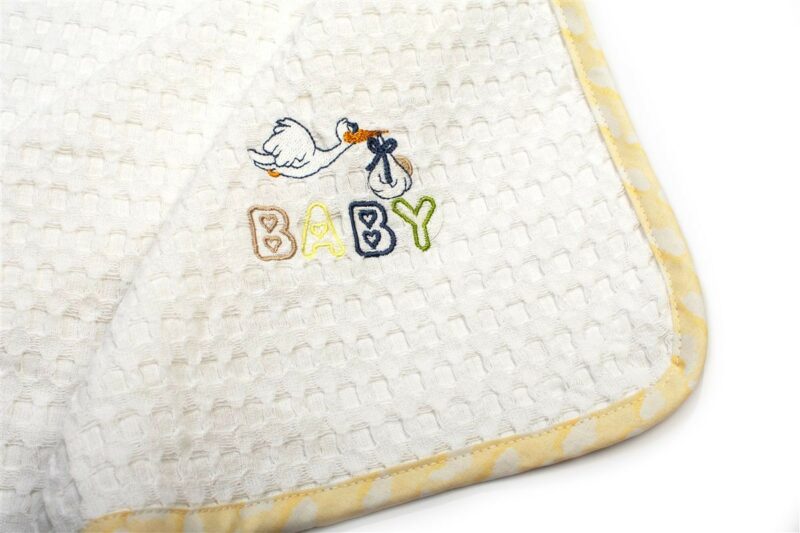 Κουβέρτα Πικέ Με Κέντημα bebe Stork 193 80X110 White-Yellow 100% Cotton 5520449