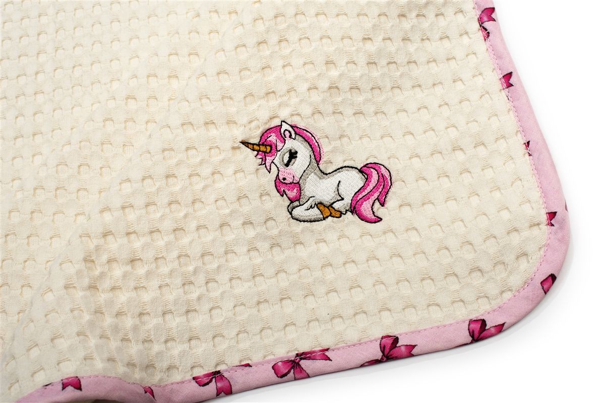 Κουβέρτα Πικέ Με Κέντημα bebe Unicorn 189 100X160 Ecru-Pink 100% Cotton
