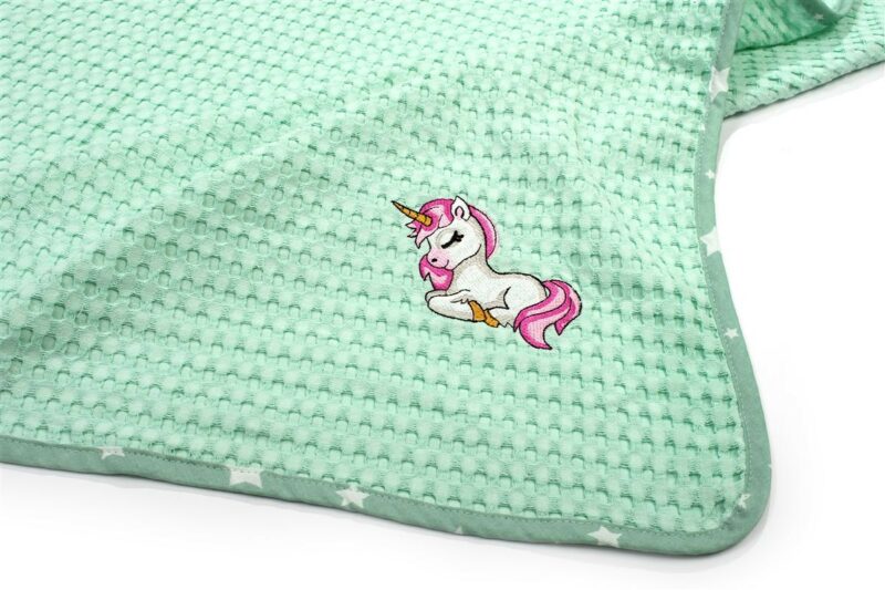 Κουβέρτα Πικέ Με Κέντημα bebe Unicorn 190 100X160 Mint 100% Cotton 5102313