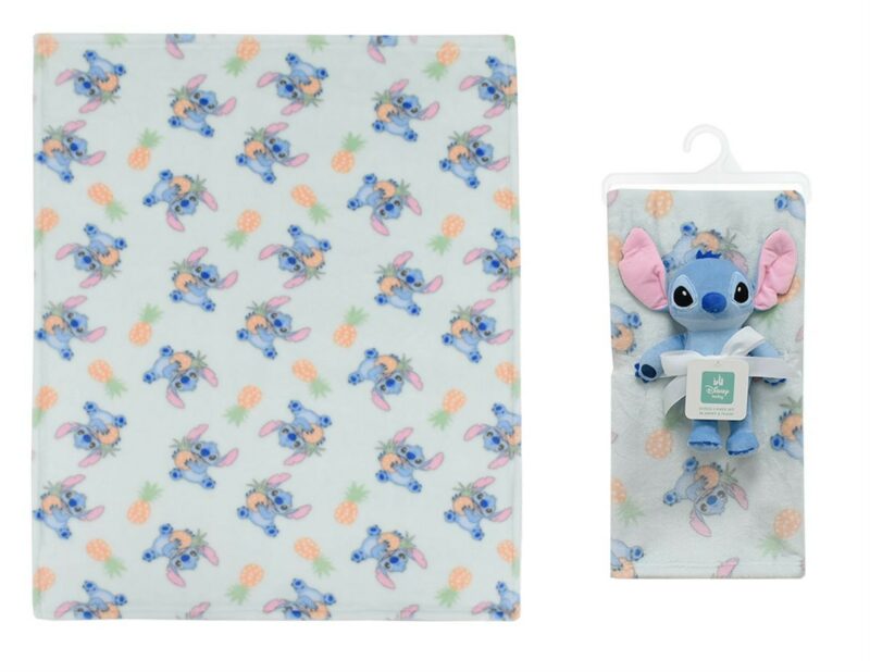 Λούτρινο Disney Home Σετ 2 Τεμ. bebe Stitch 27 Ύψος 25 cm & Κουβέρτα Coral Fleece 75X100 cm Light Green 100% Polyester 4933658