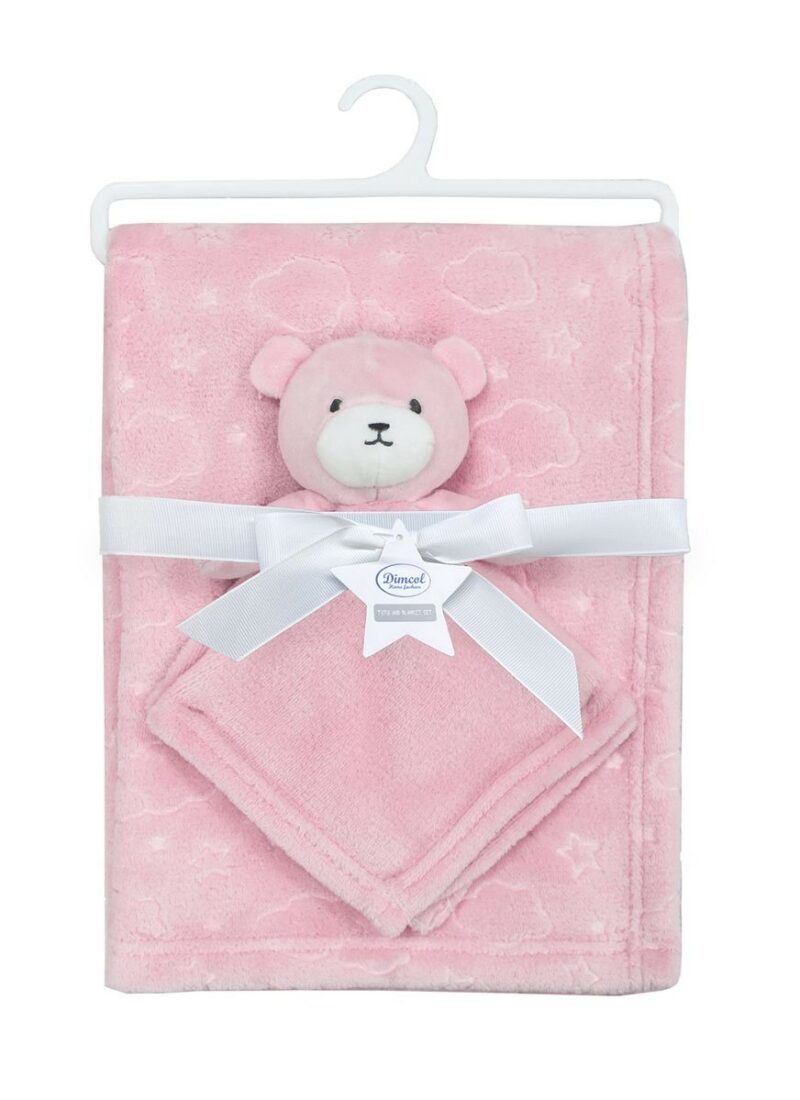 Νάνι-Πανάκι Παρηγοριάς bebe σετ 2 τεμ. Bear 08 33X33 & Κουβέρτα Coral Fleece 75X100 cm Pink 100% Polyester 4933688