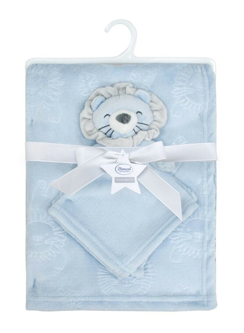 Νάνι-Πανάκι Παρηγοριάς bebe σετ 2 τεμ. Lion 09 33X33 & Κουβέρτα Coral Fleece 75X100 cm Sky Blue 100% Polyester 4933690