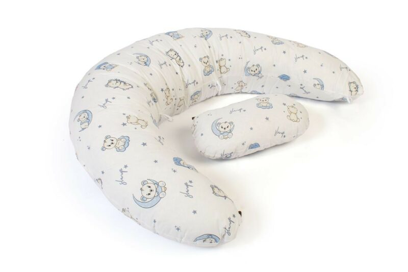 Μαξιλάρι Εγκυμοσύνης – Θηλασμού 2 σε 1 bebe Bear’s Nest 03 155x35x20 White-Sky Blue 100% Cotton 5310331