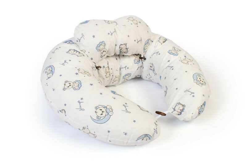 Μαξιλάρι Εγκυμοσύνης – Θηλασμού 2 σε 1 bebe Bear’s Nest 03 155x35x20 White-Sky Blue 100% Cotton 5310332