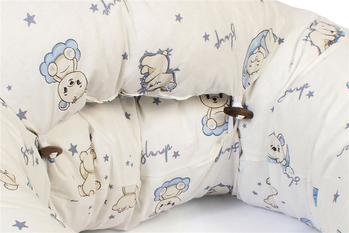 Μαξιλάρι Εγκυμοσύνης - Θηλασμού 2 σε 1 bebe Bear's Nest 03 155x35x20 White-Sky Blue 100% Cotton - Image 3
