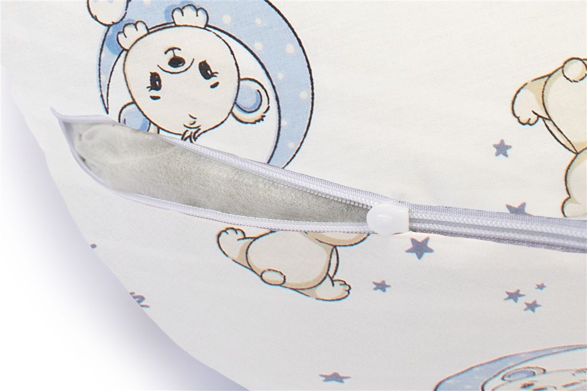 Μαξιλάρι Εγκυμοσύνης - Θηλασμού 2 σε 1 bebe Bear's Nest 03 155x35x20 White-Sky Blue 100% Cotton - Image 4