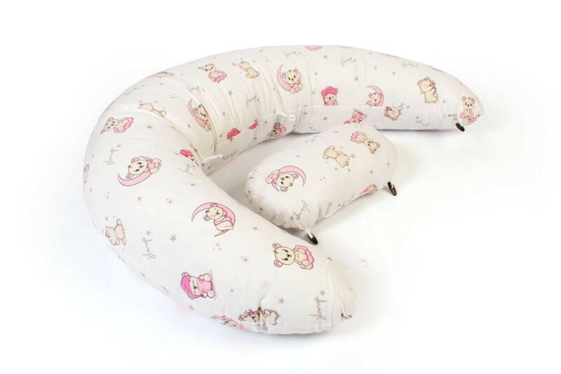 Μαξιλάρι Εγκυμοσύνης – Θηλασμού 2 σε 1 bebe Bear’s Nest 04 155x35x20 White-Pink 100% Cotton 5310336