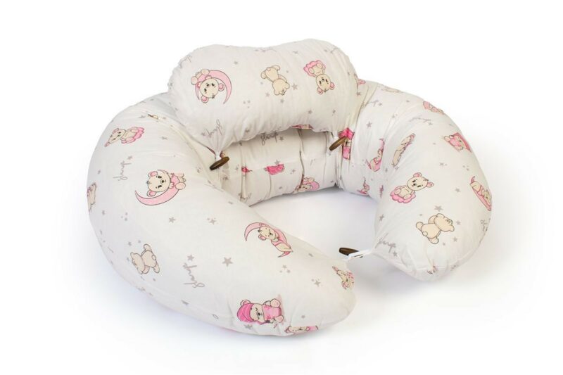 Μαξιλάρι Εγκυμοσύνης – Θηλασμού 2 σε 1 bebe Bear’s Nest 04 155x35x20 White-Pink 100% Cotton 5310337