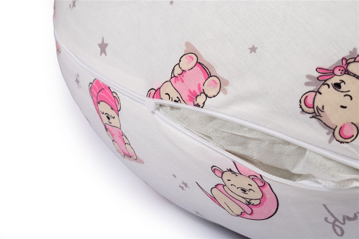 Μαξιλάρι Εγκυμοσύνης - Θηλασμού 2 σε 1 bebe Bear's Nest 04 155x35x20 White-Pink 100% Cotton - Image 4