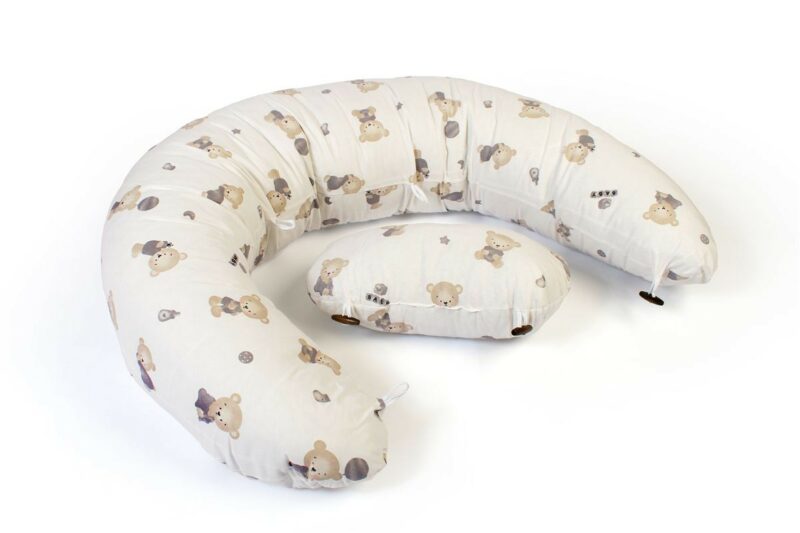 Μαξιλάρι Εγκυμοσύνης – Θηλασμού 2 σε 1 bebe Bear’s Nest 05 155x35x20 White-Grey 100% Cotton 5310341
