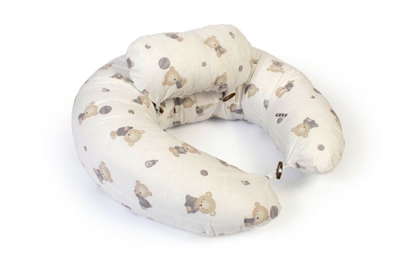 Μαξιλάρι Εγκυμοσύνης – Θηλασμού 2 σε 1 bebe Bear’s Nest 05 155x35x20 White-Grey 100% Cotton 5310342