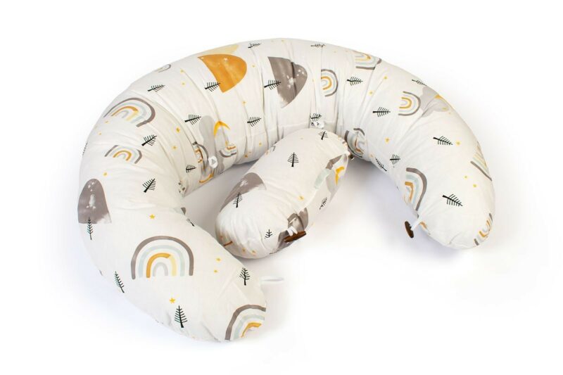 Μαξιλάρι Εγκυμοσύνης – Θηλασμού 2 σε 1 bebe Rainbow 01 155x35x20 White-Grey 100% Cotton 5310026