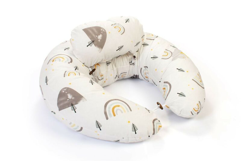 Μαξιλάρι Εγκυμοσύνης – Θηλασμού 2 σε 1 bebe Rainbow 01 155x35x20 White-Grey 100% Cotton 5310028