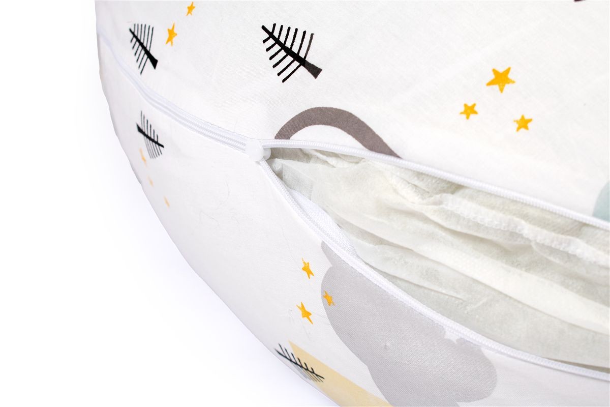 Μαξιλάρι Εγκυμοσύνης - Θηλασμού 2 σε 1 bebe Rainbow 01 155x35x20 White-Grey 100% Cotton - Image 4